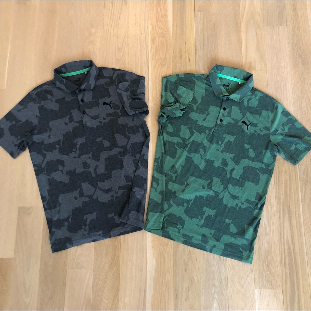 Men’s Puma Union Camo Polos in Grey/Black and Green , Size Small